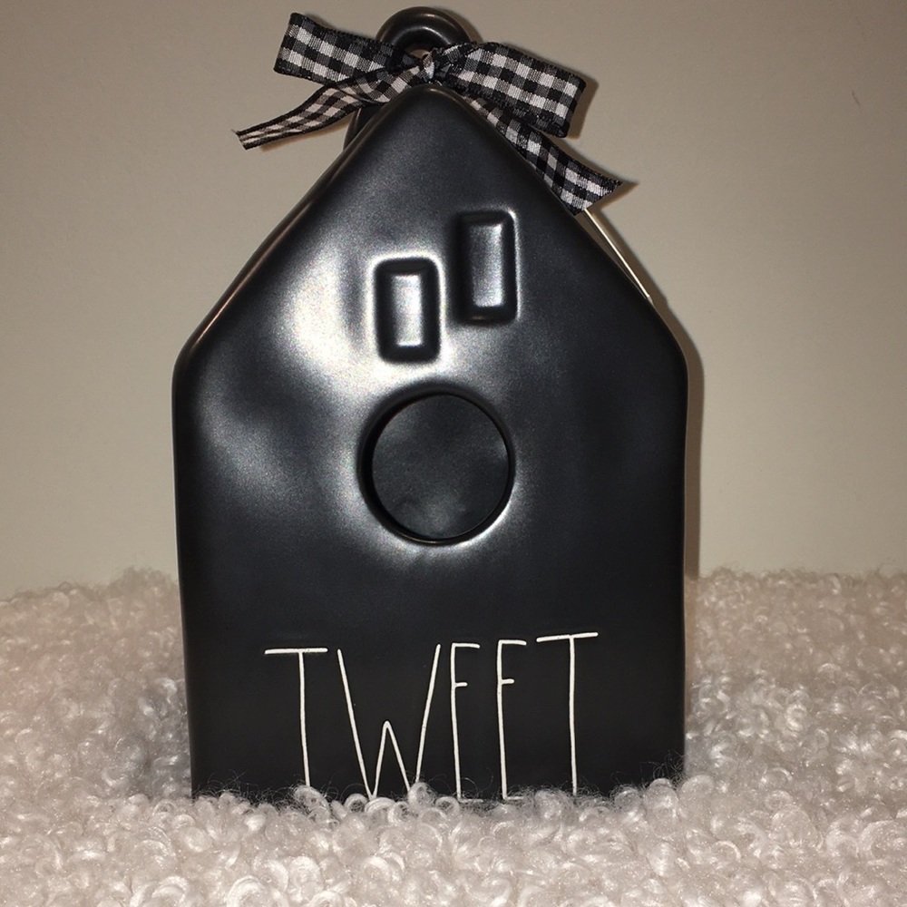 Rae dunn Black Square TWEET Birdhouse